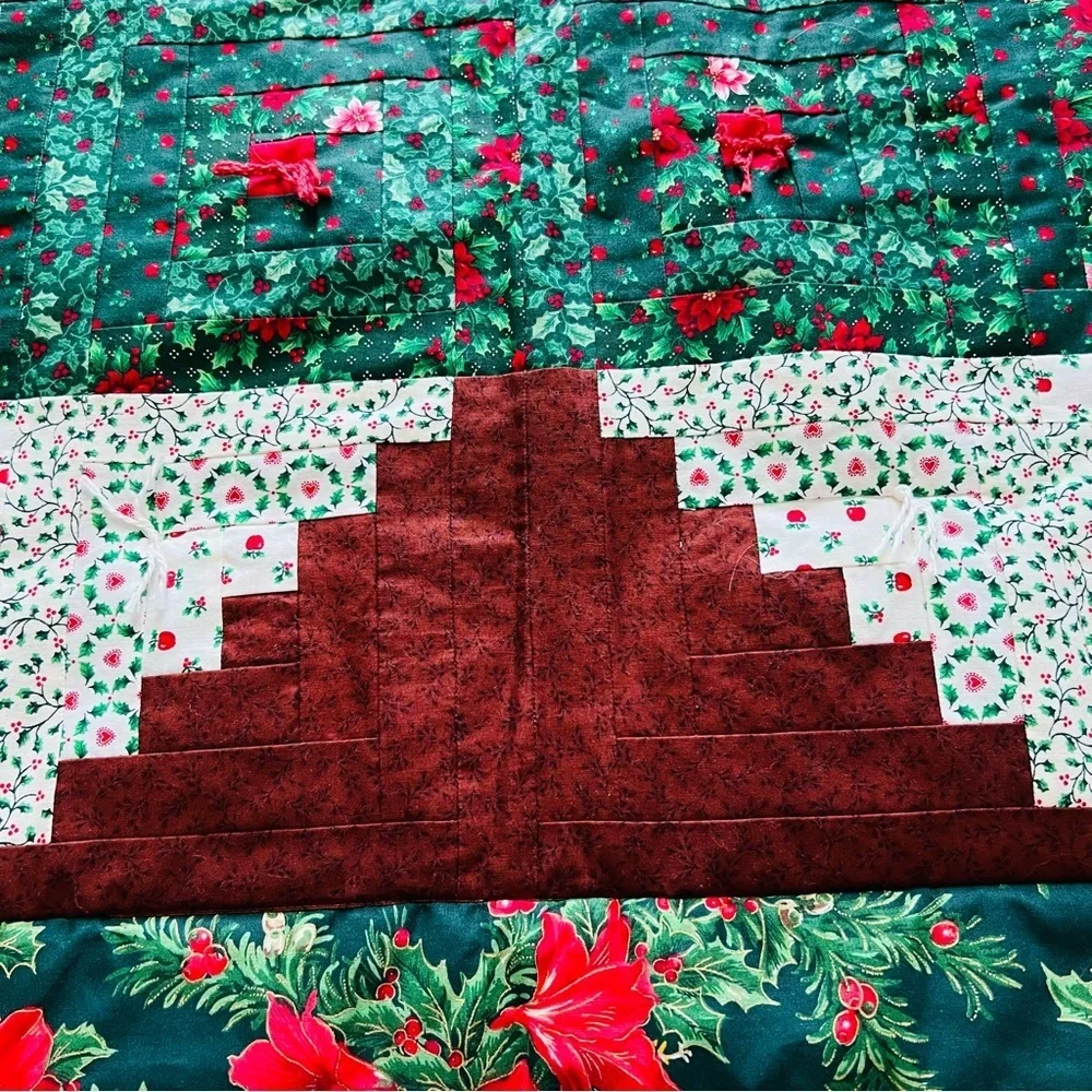 New Handmade Christmas-Themed Cotton Quilt with large, stylized Christmas tree.